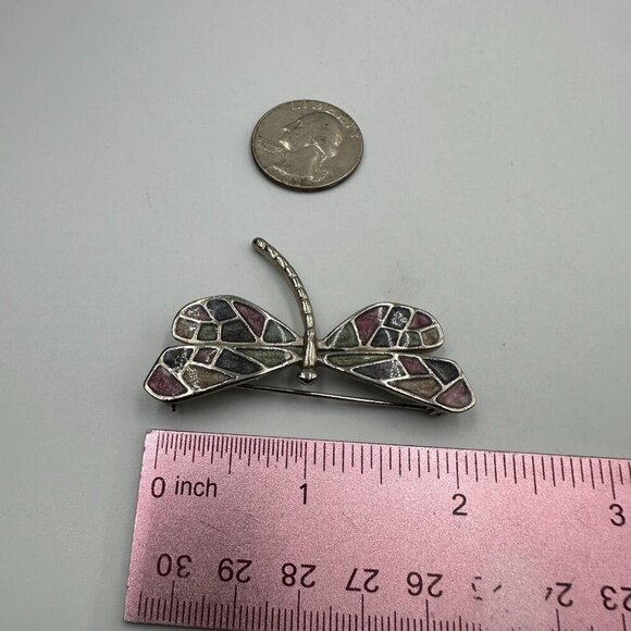 Vintage Brooch Lot Silver Tone Dragonfly Leaf Mask Bear Flower Cluster 6PC - Picture 11 of 15